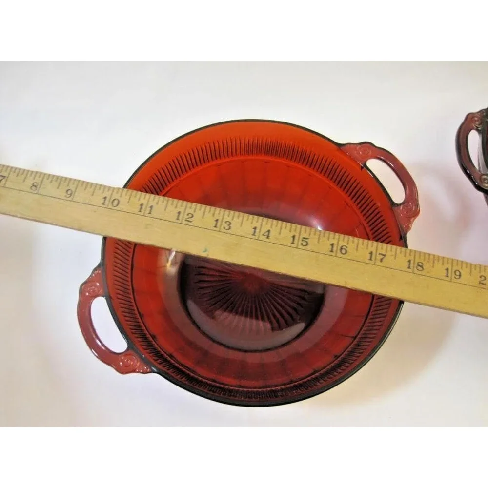 Vintage Anchor Hocking Coronation Royal Ruby Red Serving Berry Bowl 6pc Set